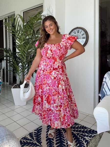 Wearing size XL in this summer dress - perfect for a wedding guest dress or if you are attending a bridal or baby shower. Wearing size XL. 

#LTKStyleTip #LTKMidsize #LTKWedding