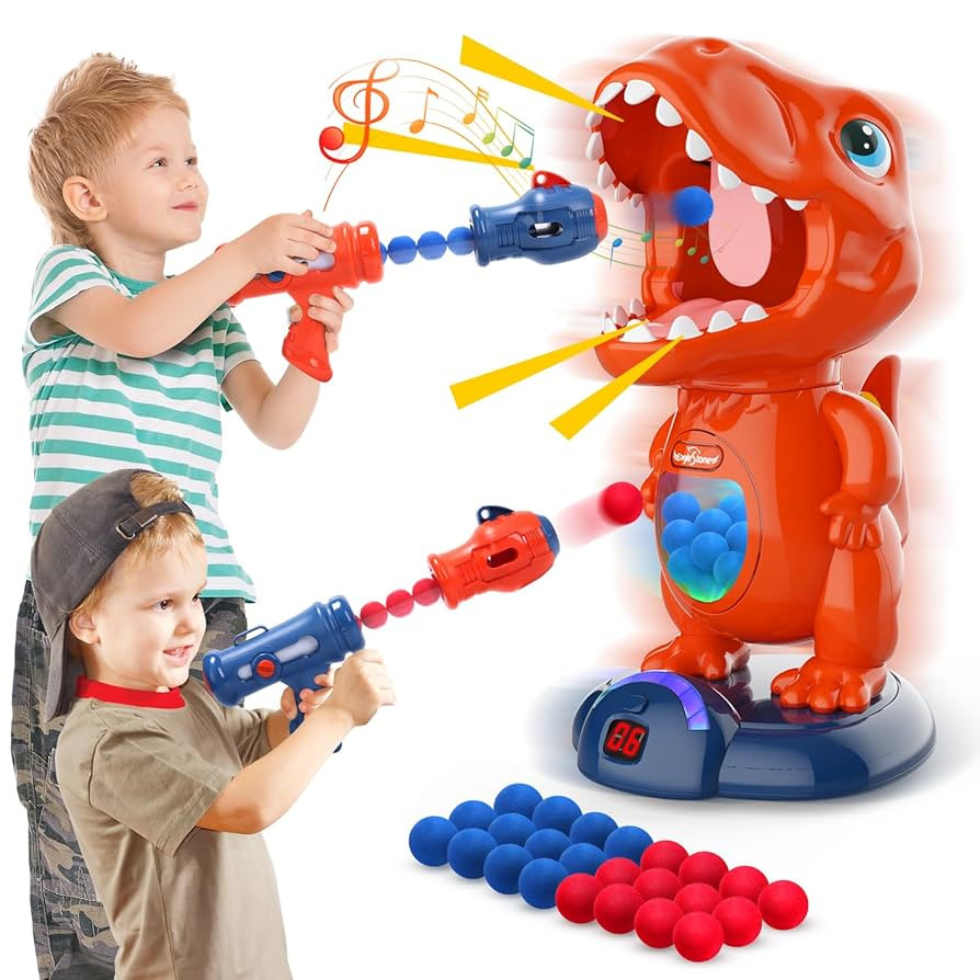EagleStone Movable Dinosaur Shooting Toys for Kids Games with 2 Air Pump Gun, Party Toys with Sco... | Amazon (US)