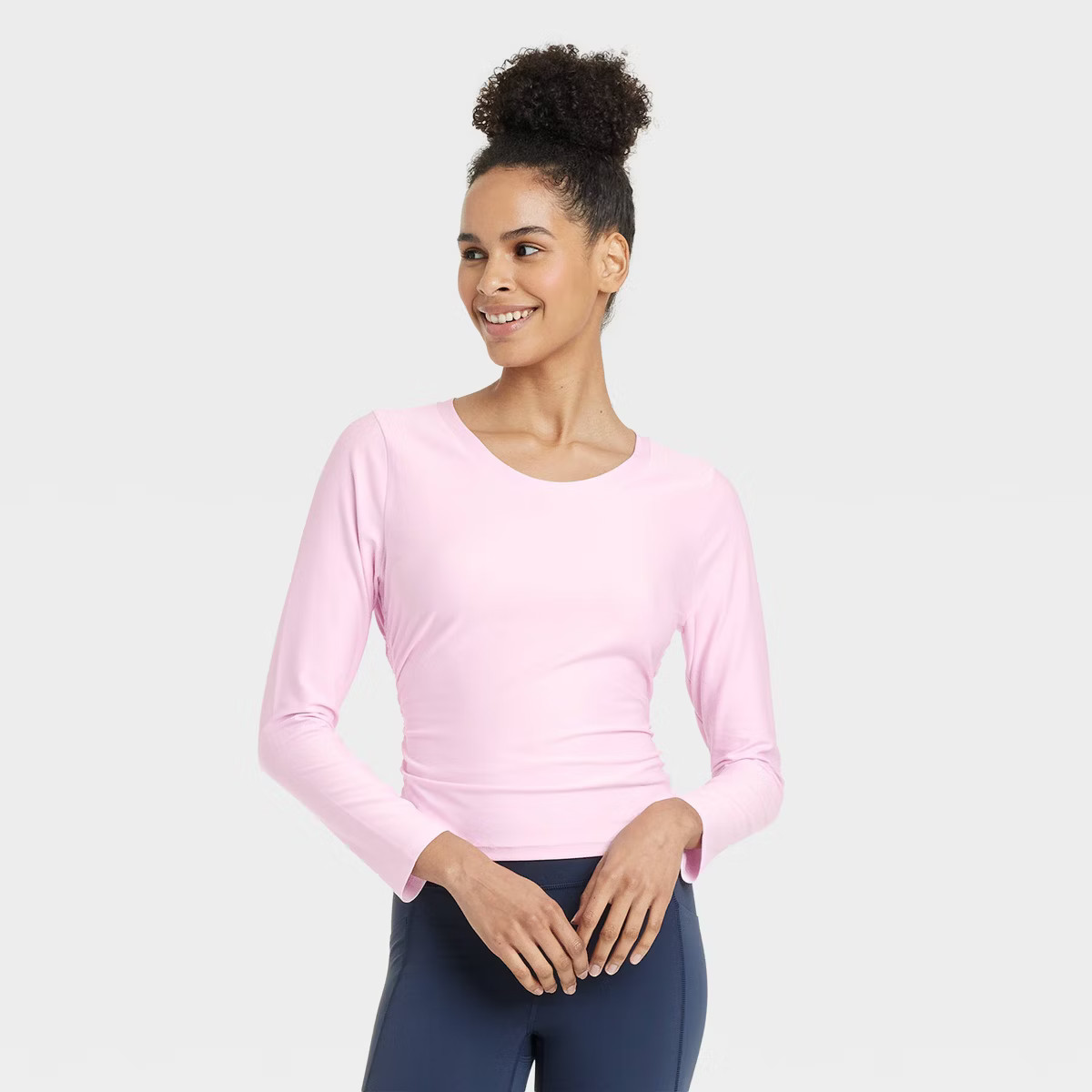 Women's Ribbed Side-Cinch Long Sleeve Top - All In Motion™ | Target
