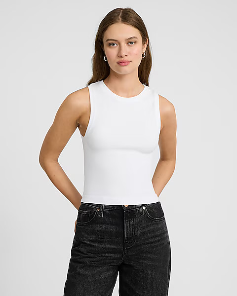 Body Contour Seamless Ribbed High Neck Cropped Tank | Express