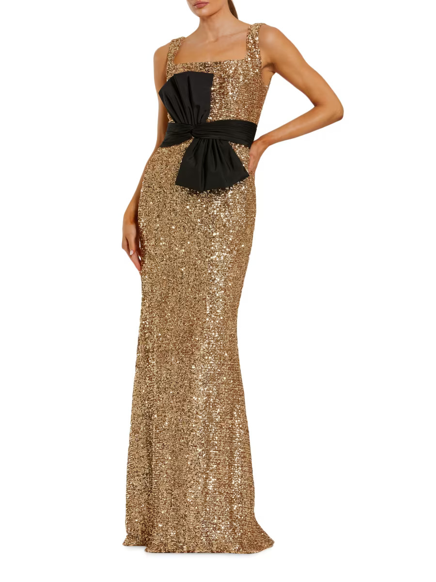 Sequined Bow Column Gown | Saks Fifth Avenue