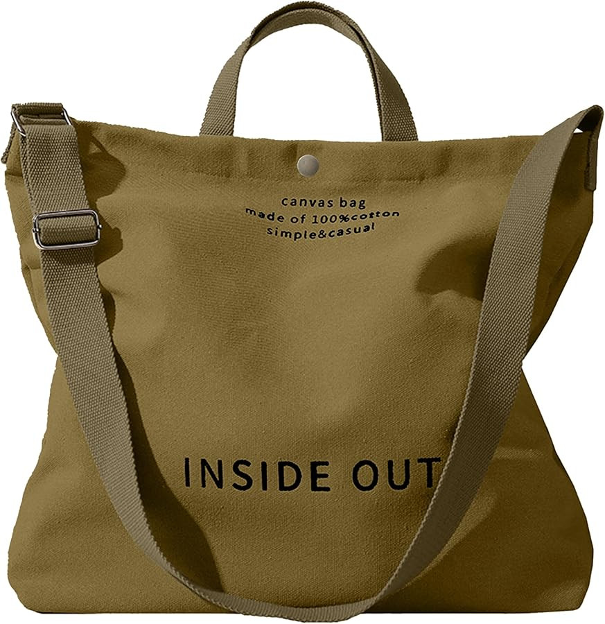 Canvas Tote Bag For Women inside out bag Crossbody Handbag with Adjustable Strap and Coin Purse f... | Amazon (US)