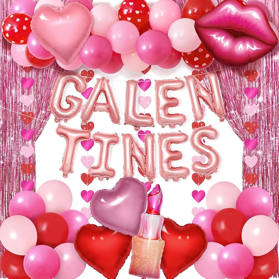 Kriyokiaa Galentines Day Decorations Galentines Decor with Heart Foil Balloons, Lips Lipstick Bal... | Amazon (US)