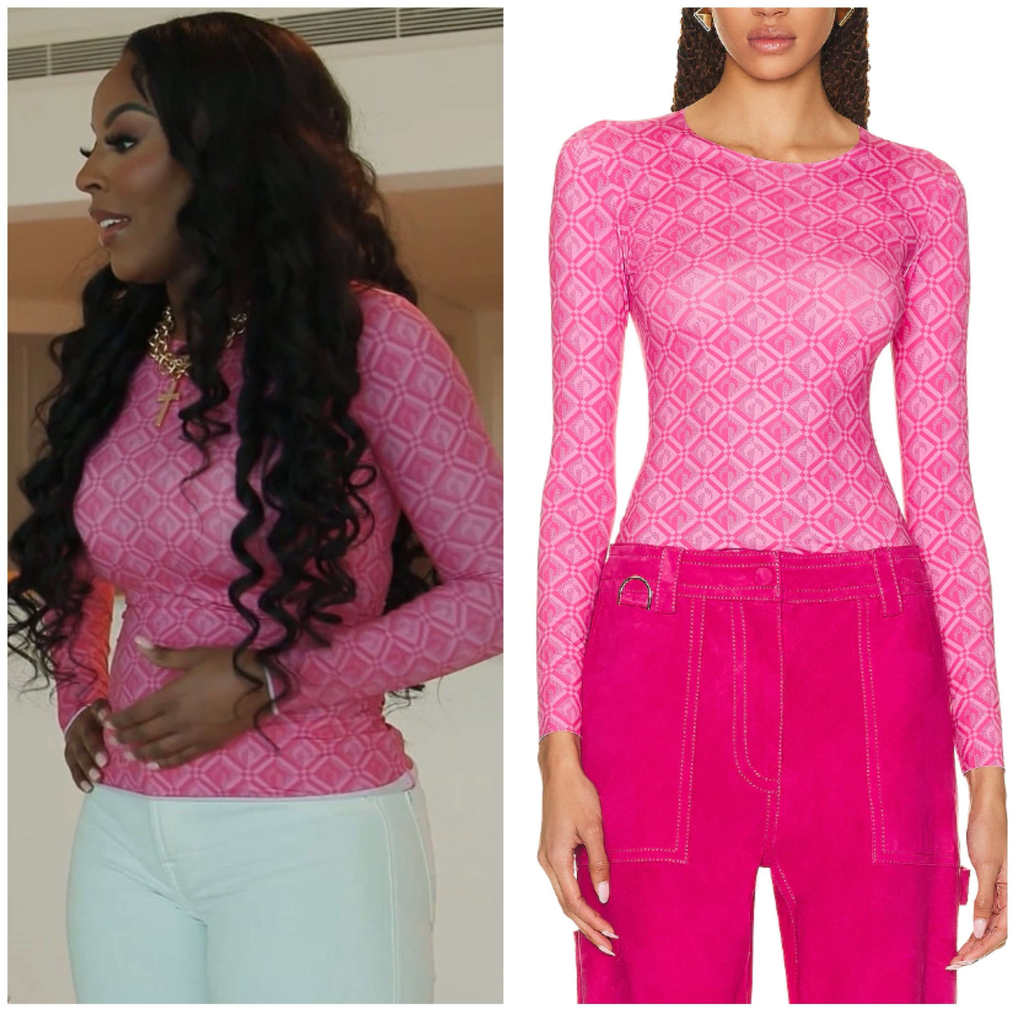 Caroline Brooks’ Pink Diamond Print Top