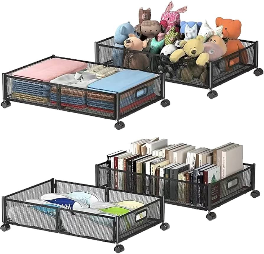 Uyokcnie Under Bed Storage Containers, Under Bed Shoe Storage With Wheels, Foldable Bedroom Stora... | Amazon (US)