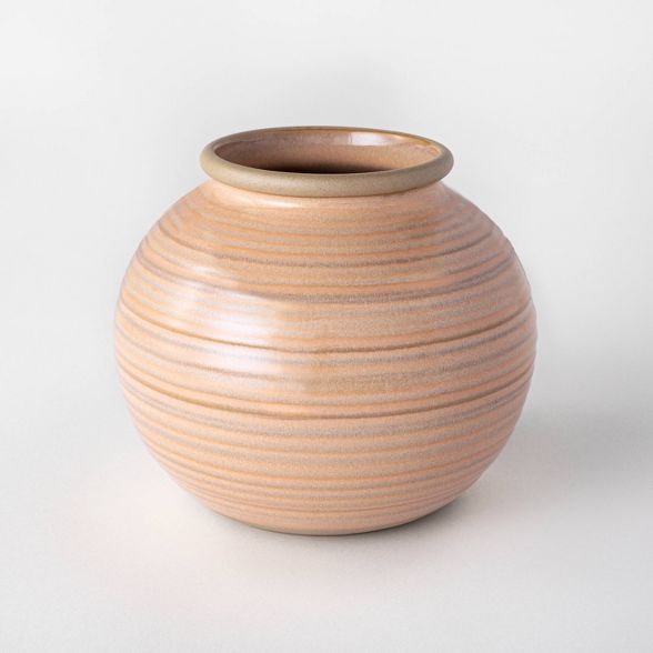 6" Ceramic Glazed Ribbed Bud Vase Peach - Threshold™ designed with Studio McGee | Target