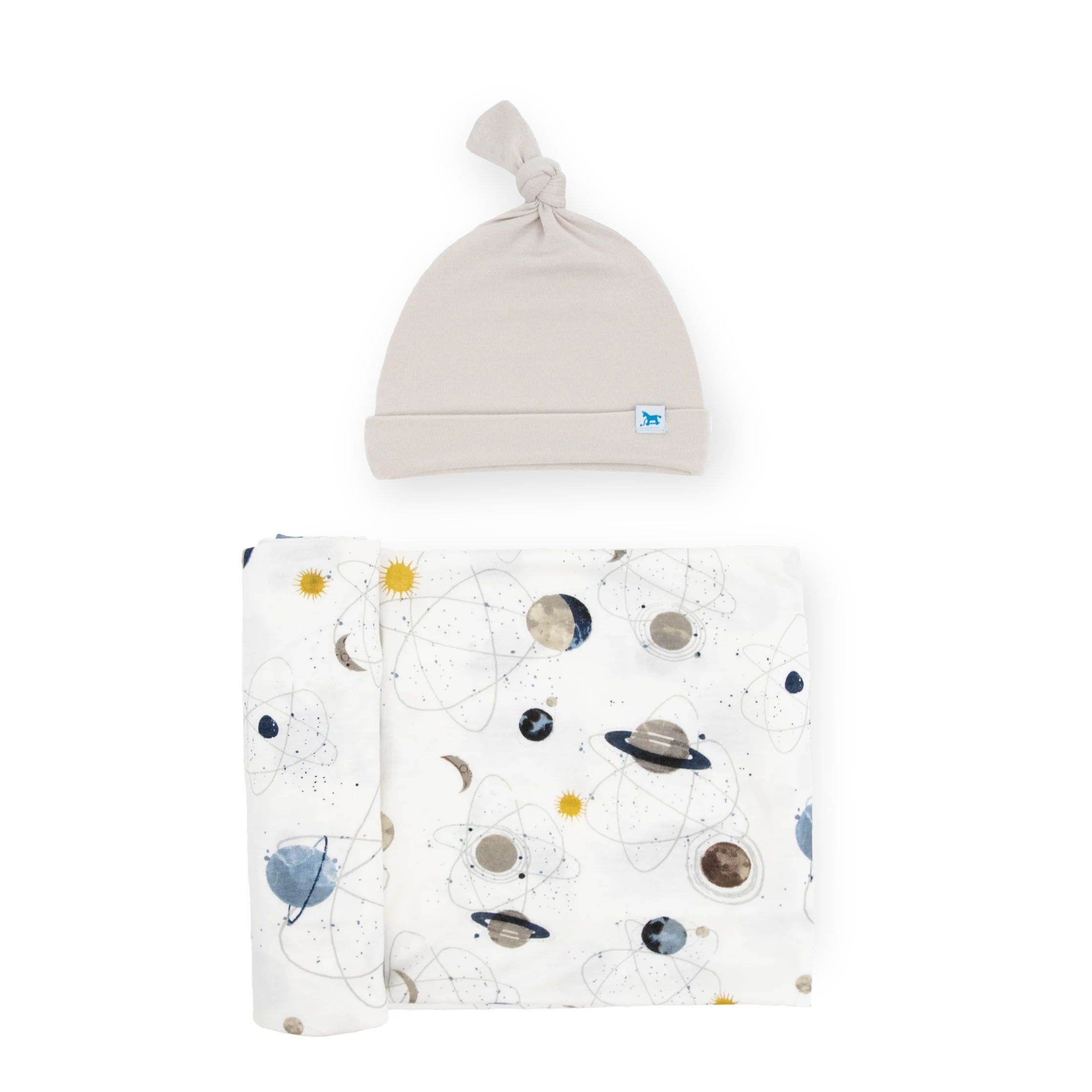 Stretch Knit Swaddle and Hat Set - Planets | Little Unicorn
