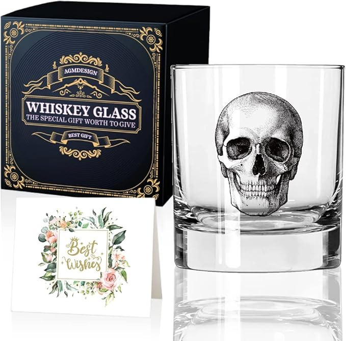 AGMdesign Skeleton Skull Whiskey Glass, Halloween Whiskey Glass, Fathers Day Gift for Men, Husban... | Amazon (US)