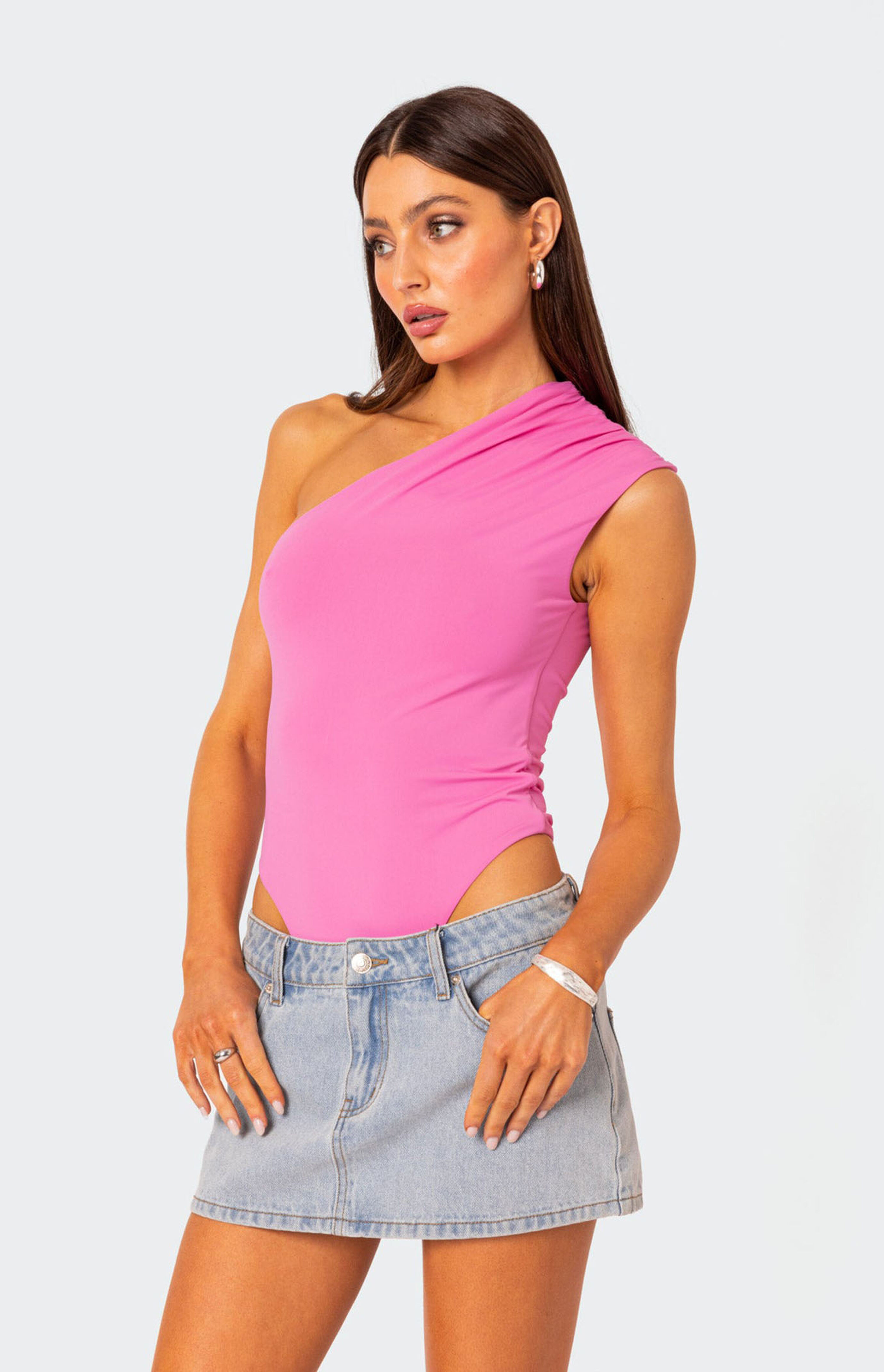 Edikted Tabby Gathered One Shoulder Bodysuit | PacSun