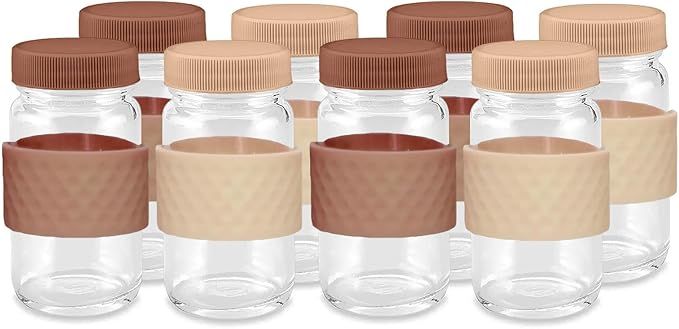 Juice Shot Containers, Glass, Clear, 2oz, Colored Lids & Silicone Grip Bands, Beverage Storage, J... | Amazon (US)