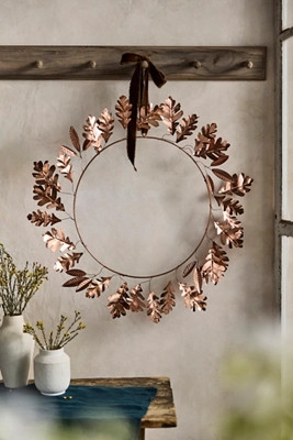Copper Oak Leaves Wreath | Anthropologie (US)
