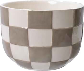 Black and White Checkered Ceramic Planter, Round Indoor Outdoor Plant Pot with Drainage Hole, 6 I... | Amazon (US)
