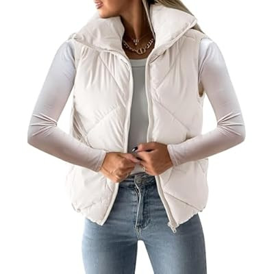 Newffr Women's Quilted Puffer Vest Sleeveless Lightweight Zip Up Jacket… | Amazon (US)