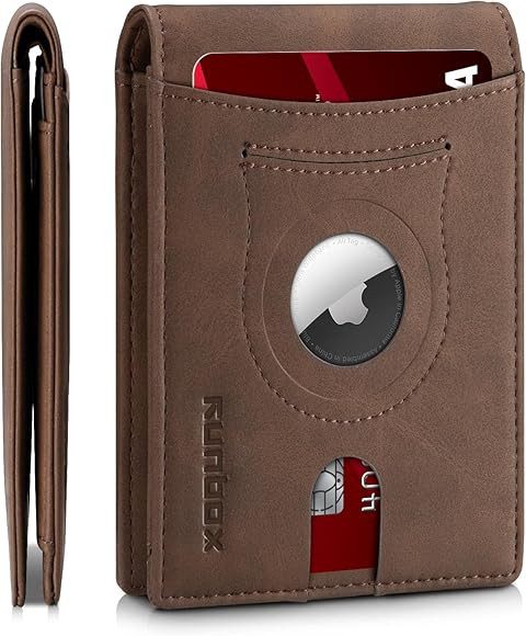 RUNBOX AirTag-Wallet-Mens-Slim-RFID Blocking Wallets Leather with Bill Compartment Air Tag Bifold... | Amazon (US)
