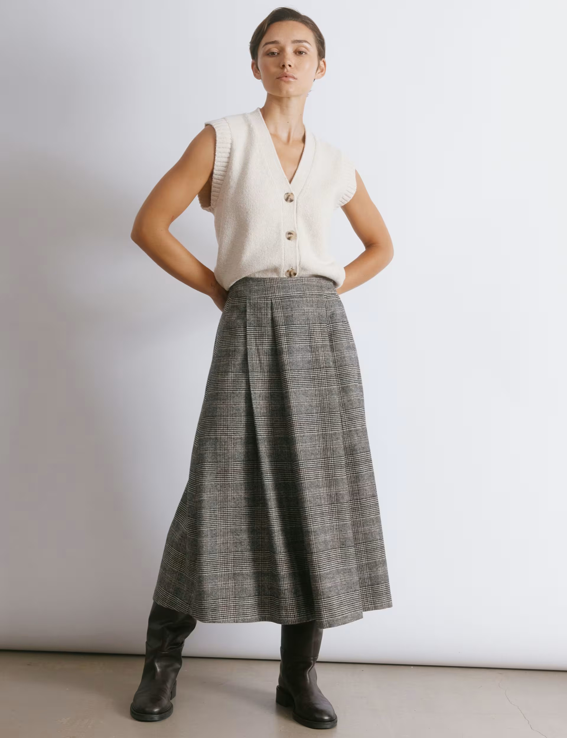 Checked Pleated Midi Skirt | Marks & Spencer (UK)