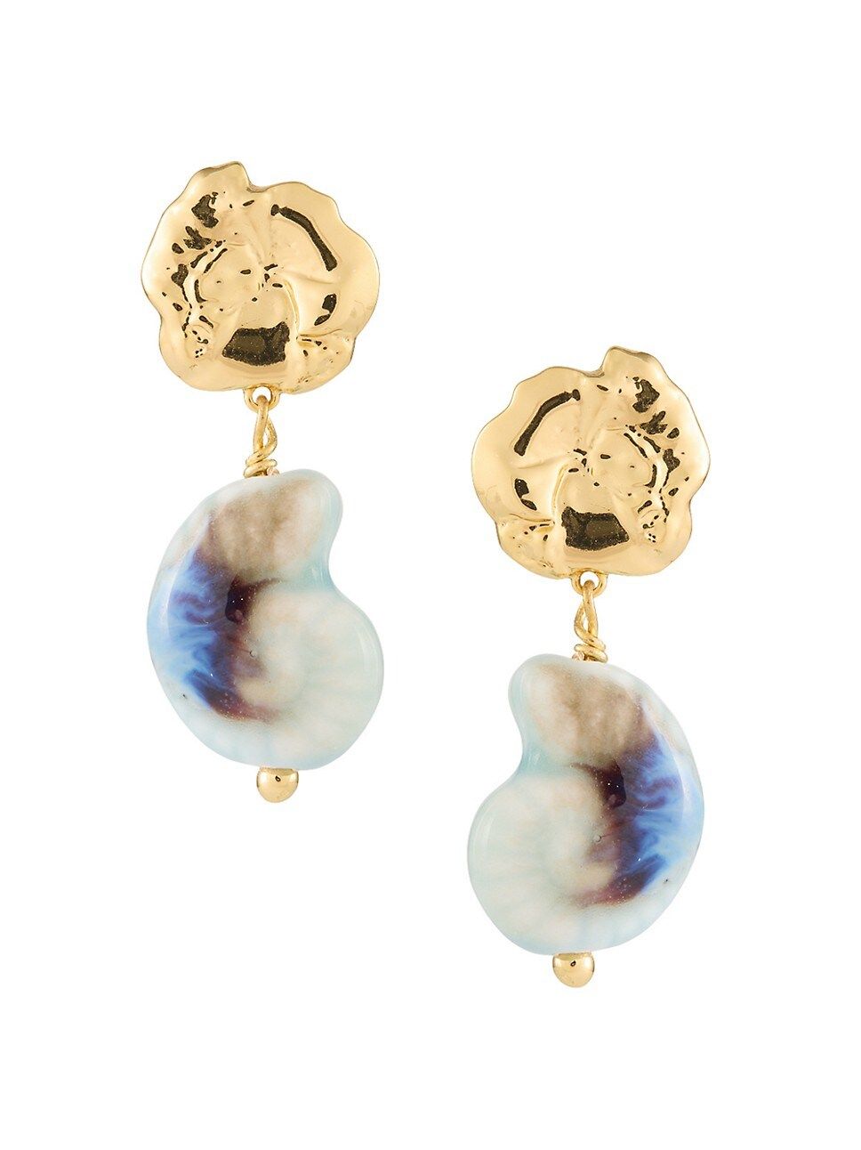 Cinzia 14K Gold-Plated & Glass Stone Shell Earrings | Saks Fifth Avenue