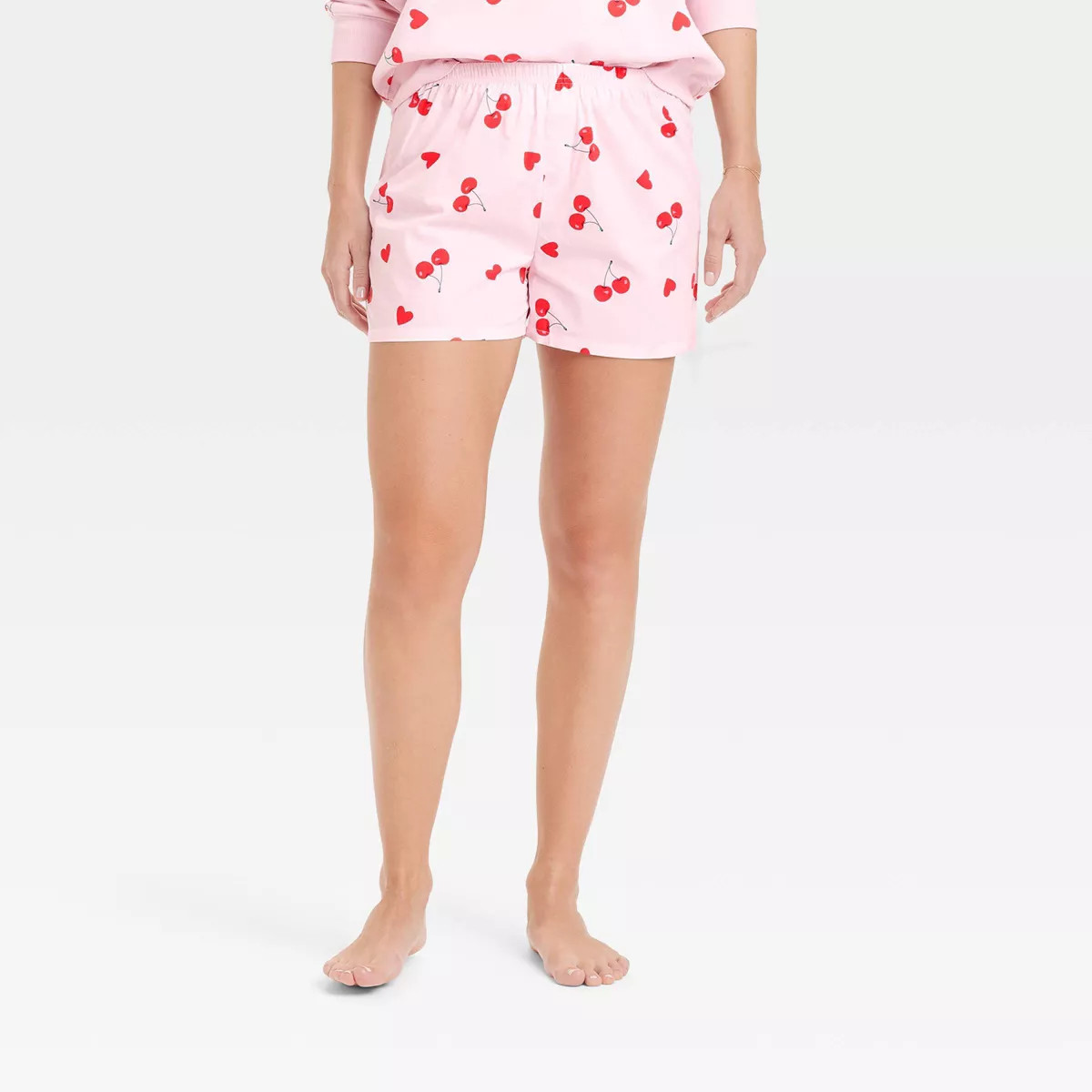 Women's Cherry Hearts Printed Graphic Boxer Shorts - Pink | Target
