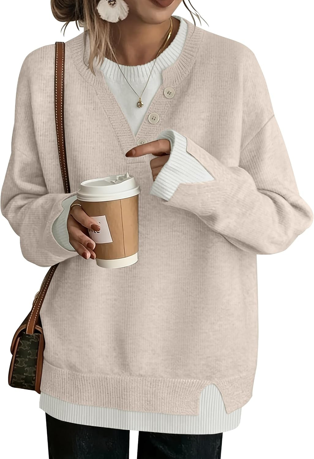 SAUKOLE Women's 2026 Fall Oversized Knit Pullover Sweater Outfit Tops | Amazon (US)