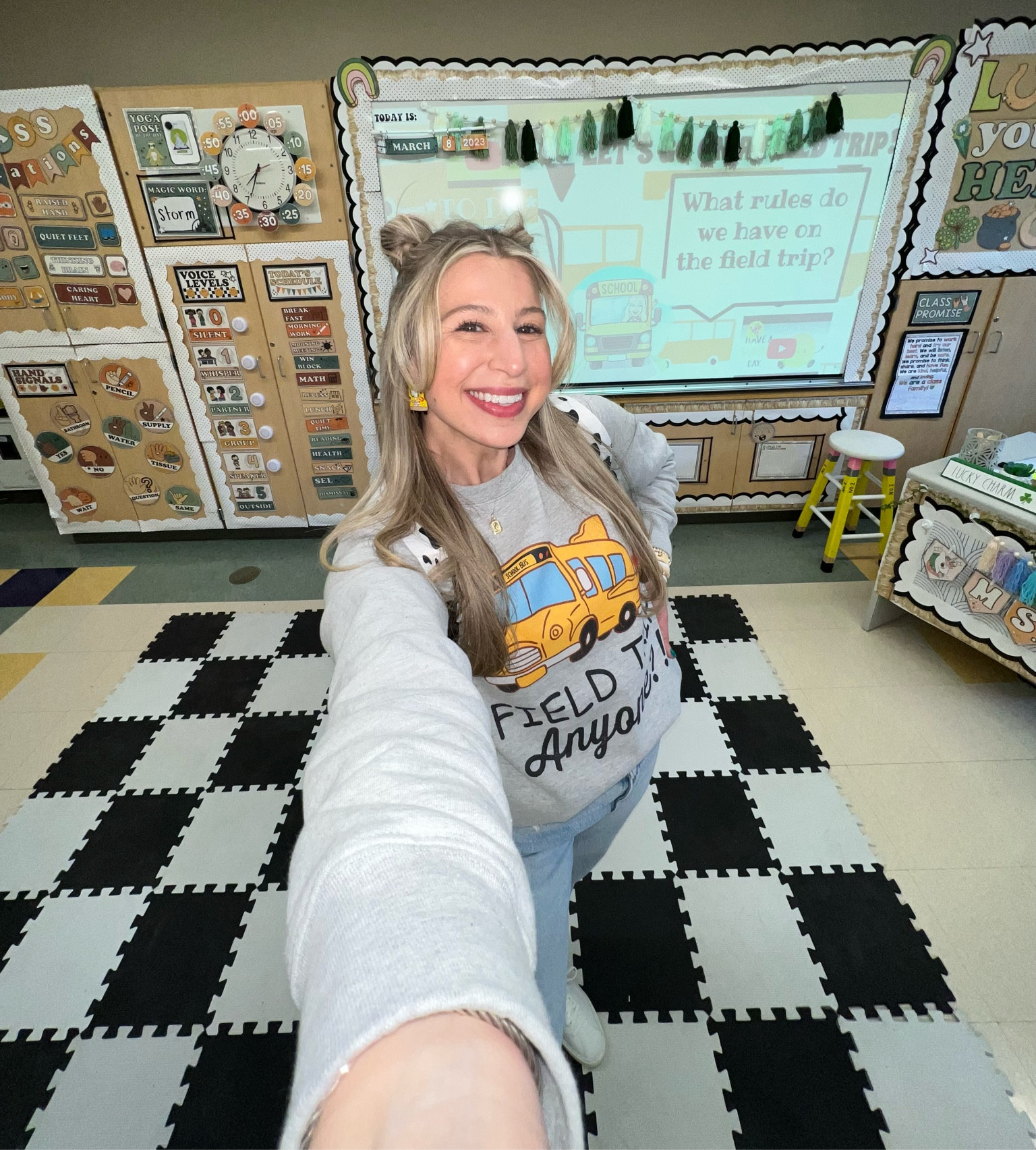 Field trip anyone?! Channeling my inner Ms. Frizzle with this field trip fit! I’m wearing this sweatshirt in a size small and Abercrombie jeans in a 00. This backpack is a field trip dream 🎒🐮🚌

#LTKworkwear #LTKunder50 #LTKfit