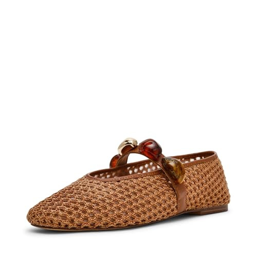 Steve Madden Women's Poppin Ballet Flat, Brown Raffia, 6 | Amazon (US)