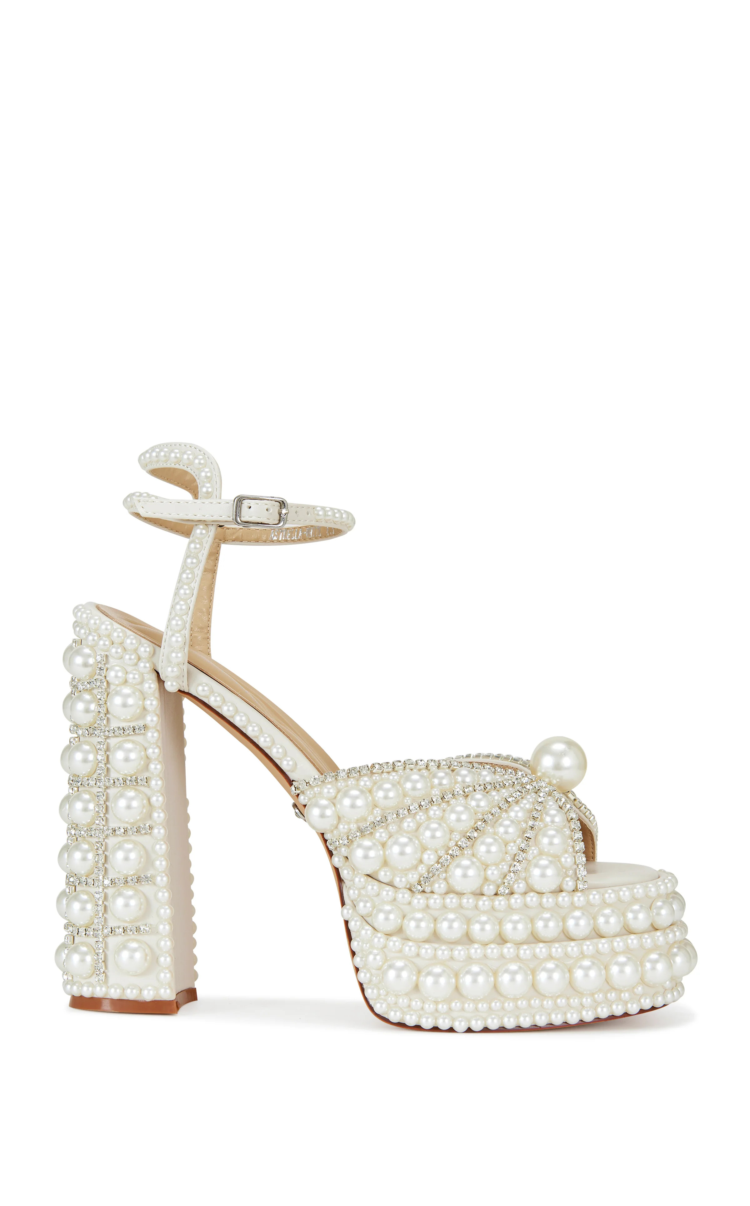 ASTRELLA-WHITE PLATFORM HEELED SANDAL | Azalea Wang