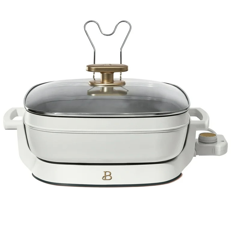 Beautiful 5 in 1 Electric Skillet - Expandable up to 7 Qt with Glass Lid, White Icing by Drew Bar... | Walmart (US)