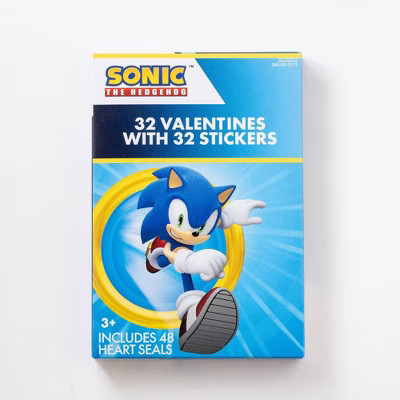 Paper Magic Sonic 32ct Deluxe Sticker Valentine's Day Exchange Cards | Target