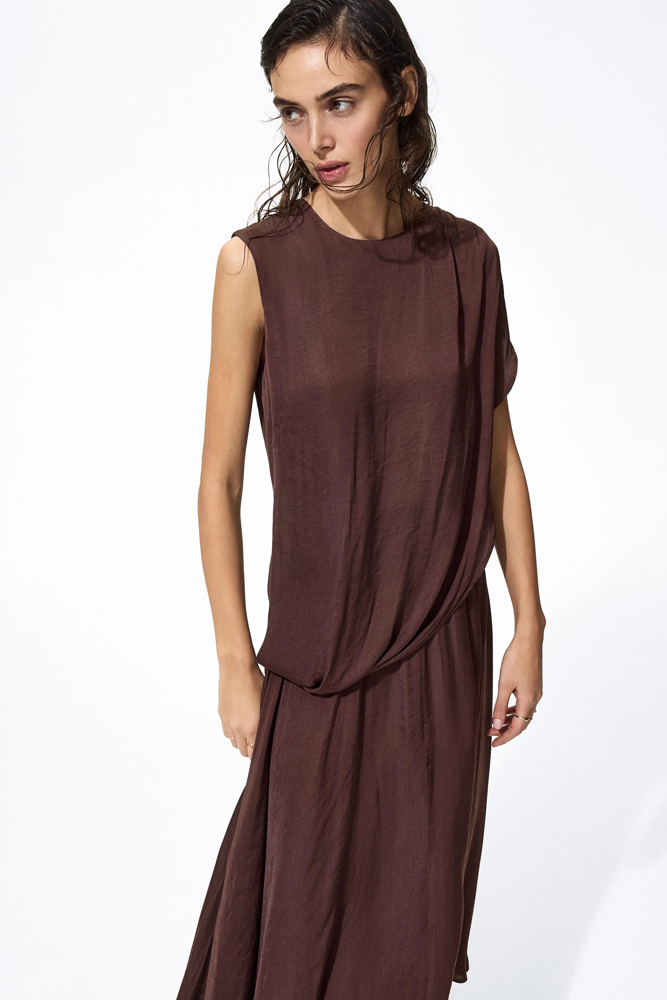 H&M Draped Satin Dress (Women) | Nordstrom | Nordstrom