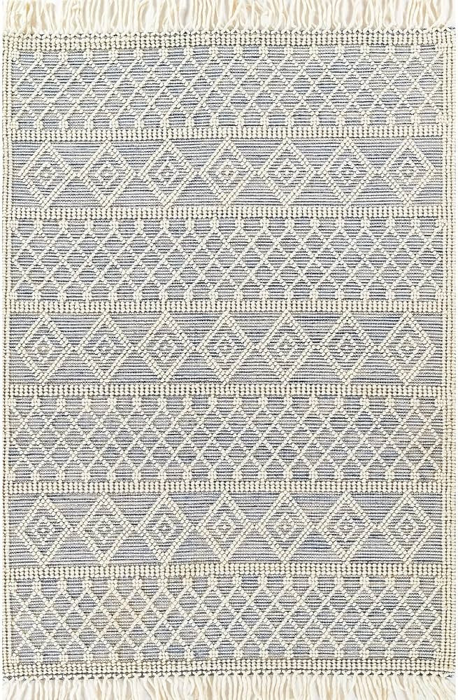 Momeni Boulder Wool and Cotton Hand Woven Contemporary Indoor Area Rug, Blue, 5' X 8' | Amazon (US)