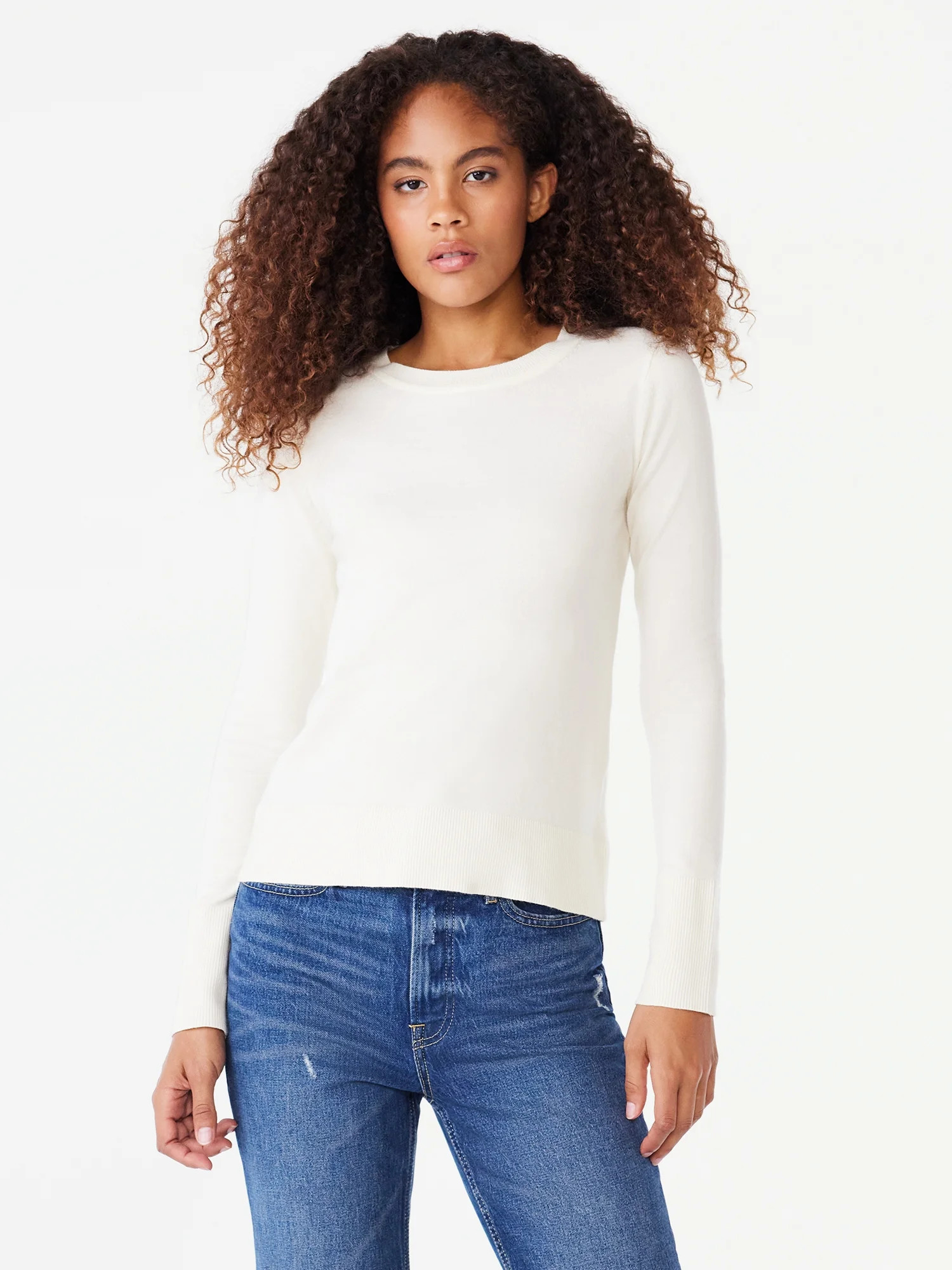 Free Assembly Women’s Crewneck Sweater with Long Sleeves, Midweight, Sizes XS-XXL | Walmart (US)