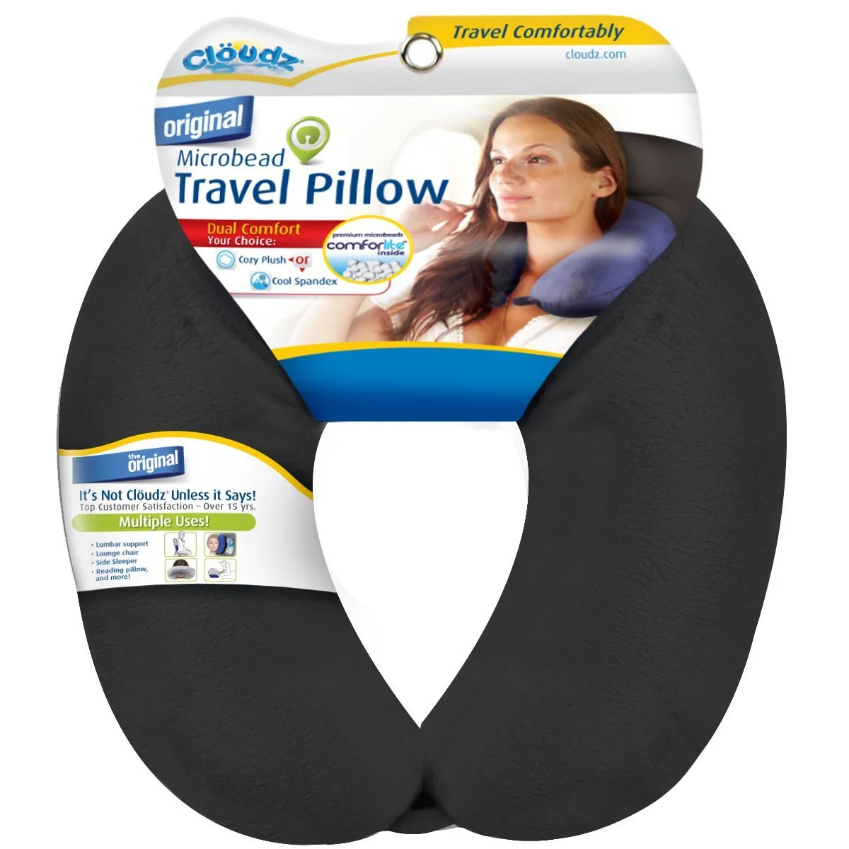 Cloudz Microbead Travel Neck Pillow - Black | Walmart (US)