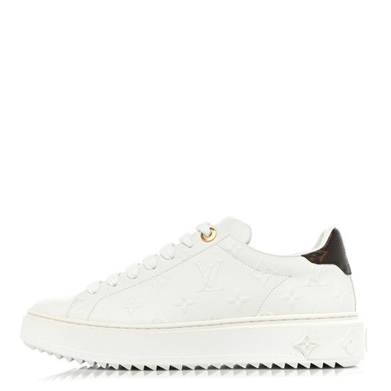 LOUIS VUITTON Lambskin Embossed Monogram Time Out Sneakers 38 White | FASHIONPHILE (US)