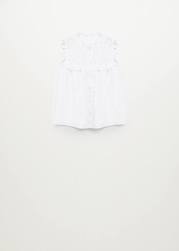 Swiss embroidery cotton blouse | MANGO (US)