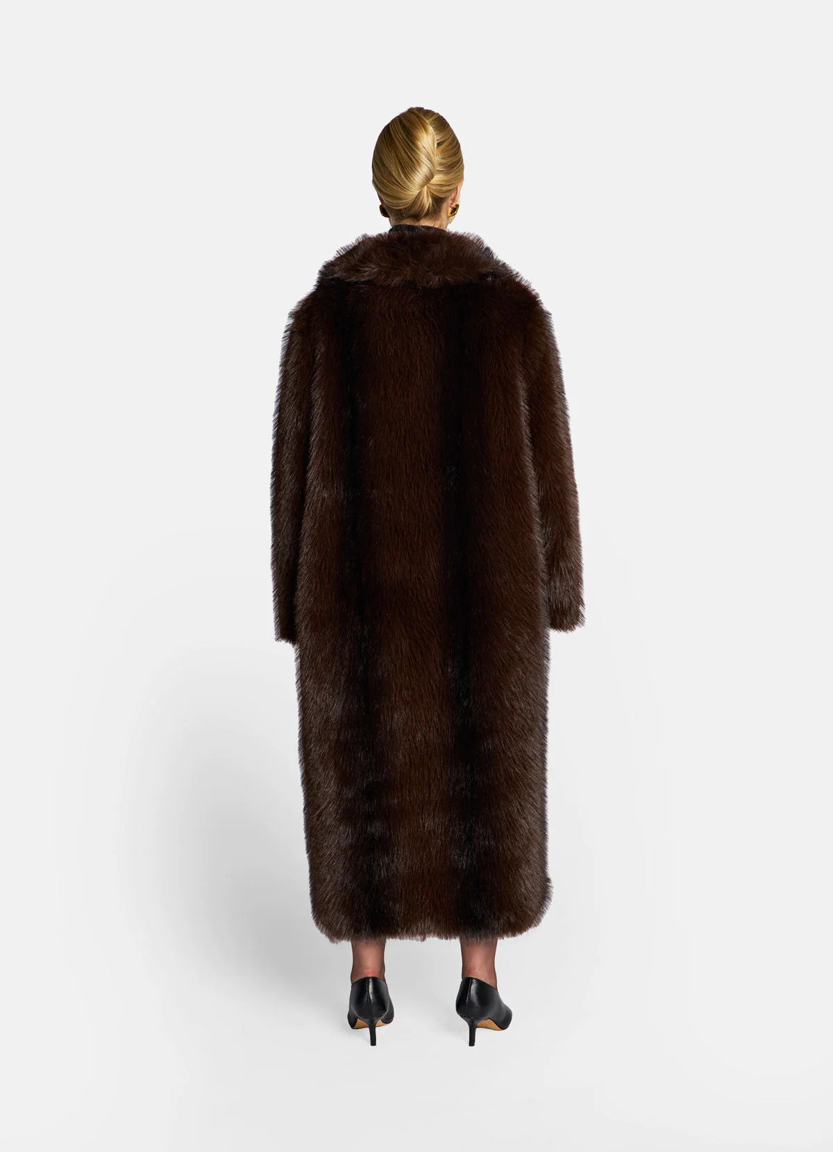Brown Faux Fur Maxi Coat | DE SAVARY LONDON