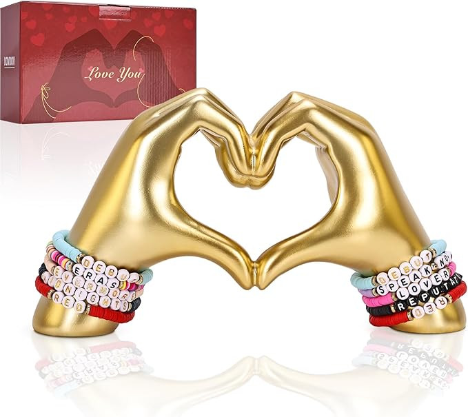 Heart Hand Sculpture, Gold Shelf Decoration Aesthetics for Room Bookshelf Coffee Table Dining Tab... | Amazon (US)