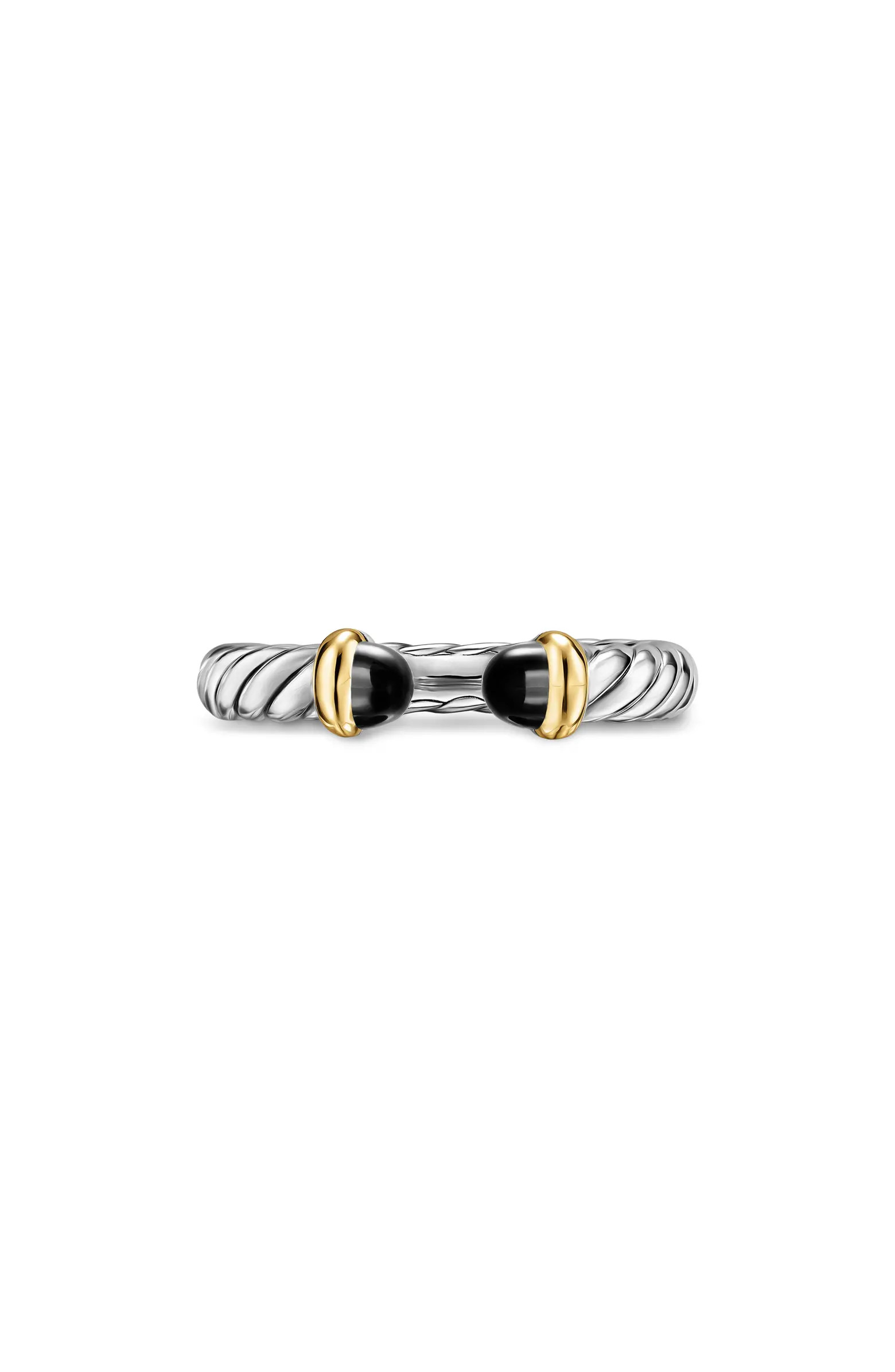 Petite Cable Open Ring in Sterling Silver with 14K Yellow Gold, 3.4mm | Nordstrom