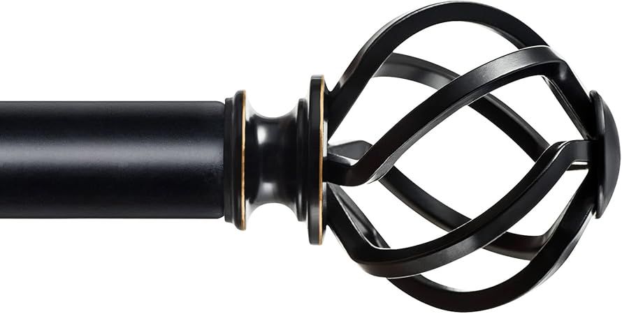 KAMANINA 1 Inch Curtain Rod Single Drapery Rod 72 to 144 Inches (6-12 Feet), Black Curtain Rods f... | Amazon (US)