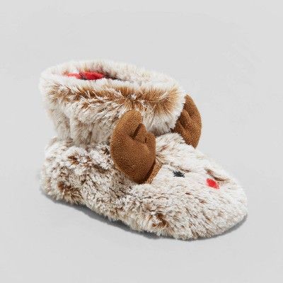 Toddler Holiday Red Nose Rudolf Bootie Slippers - Wondershop™ Brown 7-8 | Target