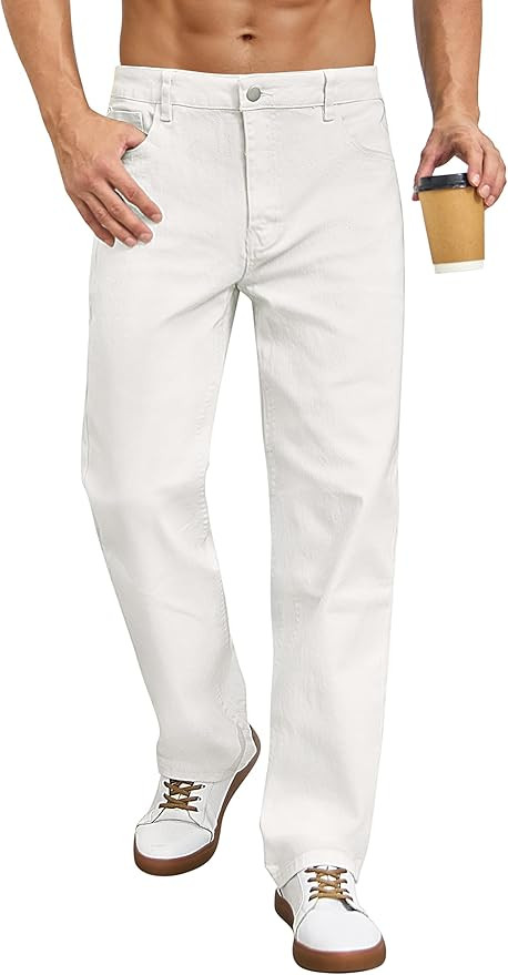 Men's Regular Fit Stretch Jeans Straight Leg 5-Pocket Classic Comfort Flex Denim Pants | Amazon (US)