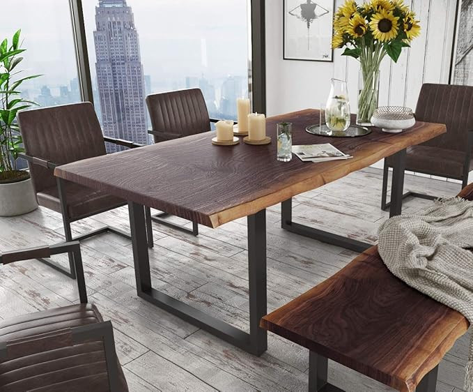 Limari Home Brylee Collection Modern Style Live Edge Solid Acacia Wood Top 6 Persons Dining Table... | Amazon (US)