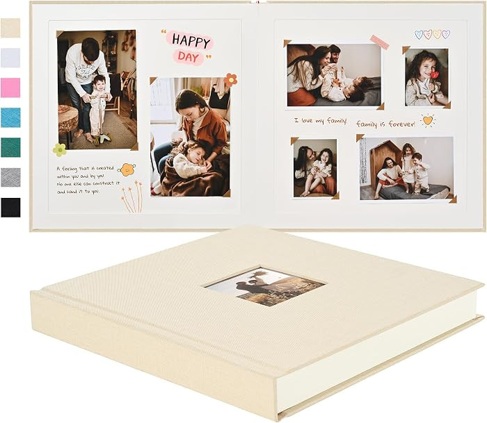 Pssoss 10x10 Inch DIY Scrapbook Album, Linen Hardcover, 40 Pages, Beige | Amazon (US)
