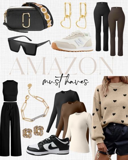 Amazon must haves, neutral fashion, black and white fashion, belt bag, valentines shirts, valentines outfit, long sleeve tee, sunglasses, earrings 

#LTKstyletip #LTKMostLoved #LTKbeauty
