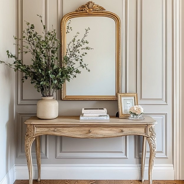 A classic statement mirror never goes out of style. The kind you see in vintage movies — timeless, elegant, and effortlessly dramatic. This gorgeous silhouette fits into modern home décor just as beautifully, instantly elevating any entryway, bedroom, or living space. Shop similar mirrors to recreate this classic-meets-modern look. #HomeFavorites
#StatementPieces #LTKFinds #QuietLuxuryHome
#VintageInspired
#ModernInteriors
#ClassicElegance
#TimelessDecor #StatementMirror
#WallMirrorDecor
#EntrywayInspo
#MirrorStyle 

 #LTKHome