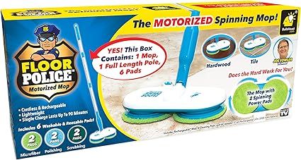 Original As Seen On TV Floor Police Mop with Motorized Dual Spinning Mopheads & 6 Unique Cleaning... | Amazon (US)
