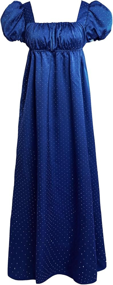 Regency Dresses for Women Luxurious Rhinestone Satin Victorian Party Gown | Amazon (US)