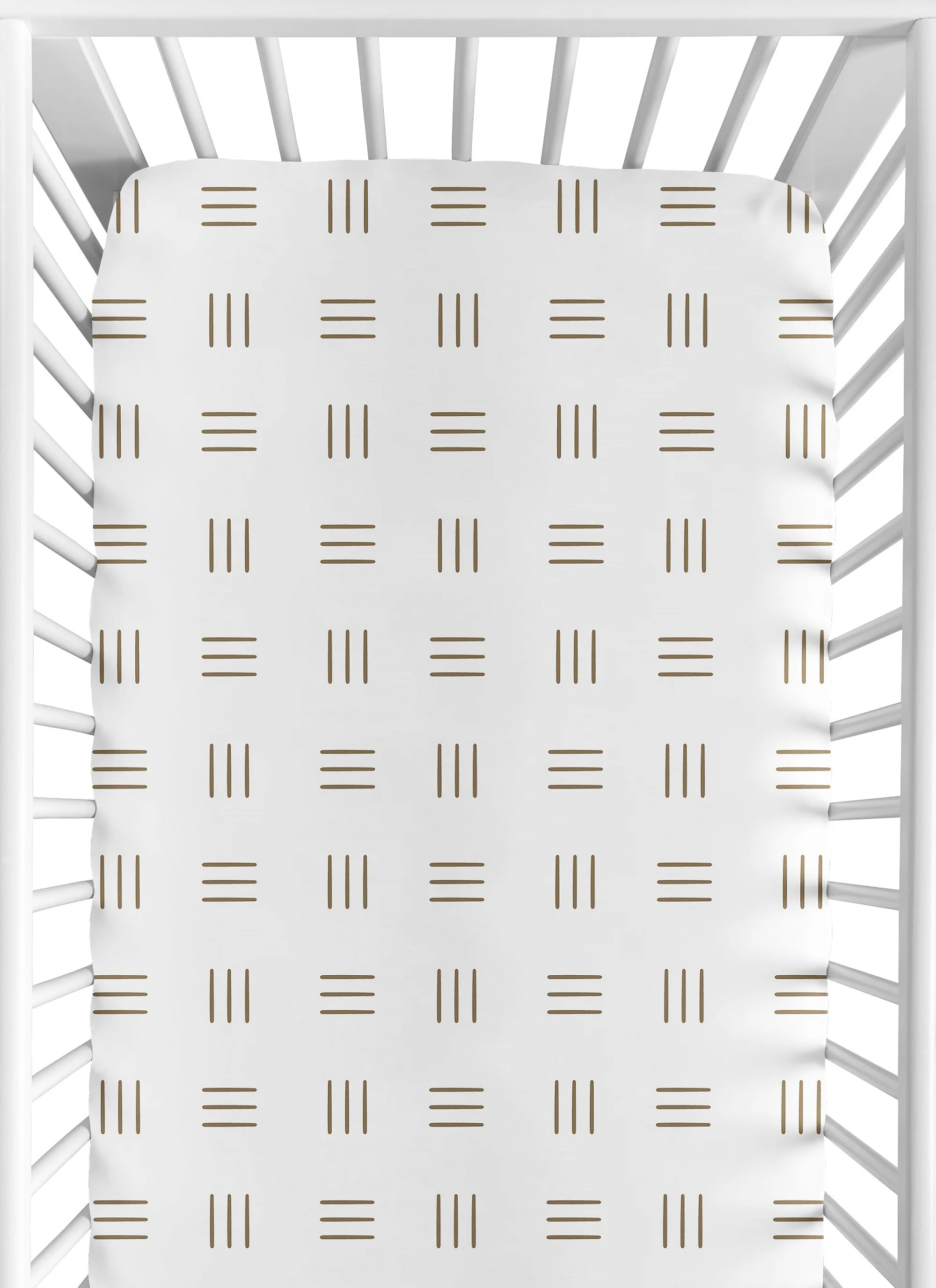 Boho Mudcloth Hatch White and Cocoa Brown Fitted Crib Sheet Boy or Girl by Sweet Jojo Designs | Walmart (US)