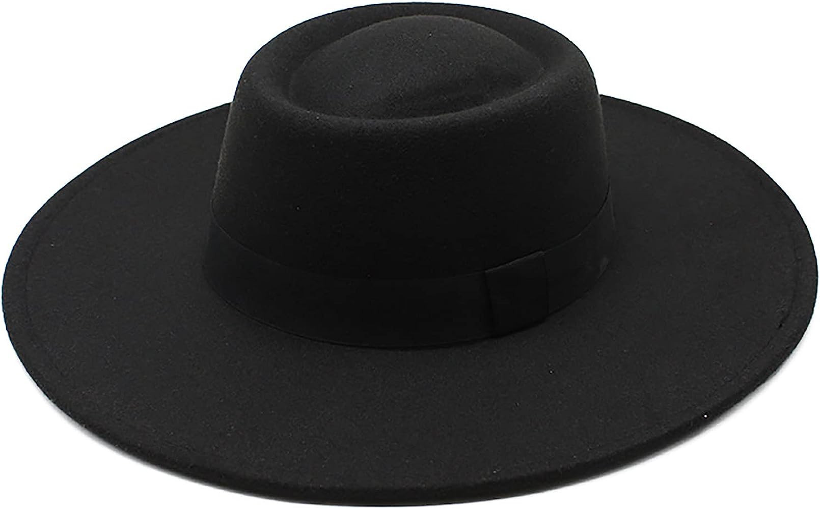 Women Men Classic Felt Fedora Hat Wide Brim Flat Top Boater Hat | Amazon (US)