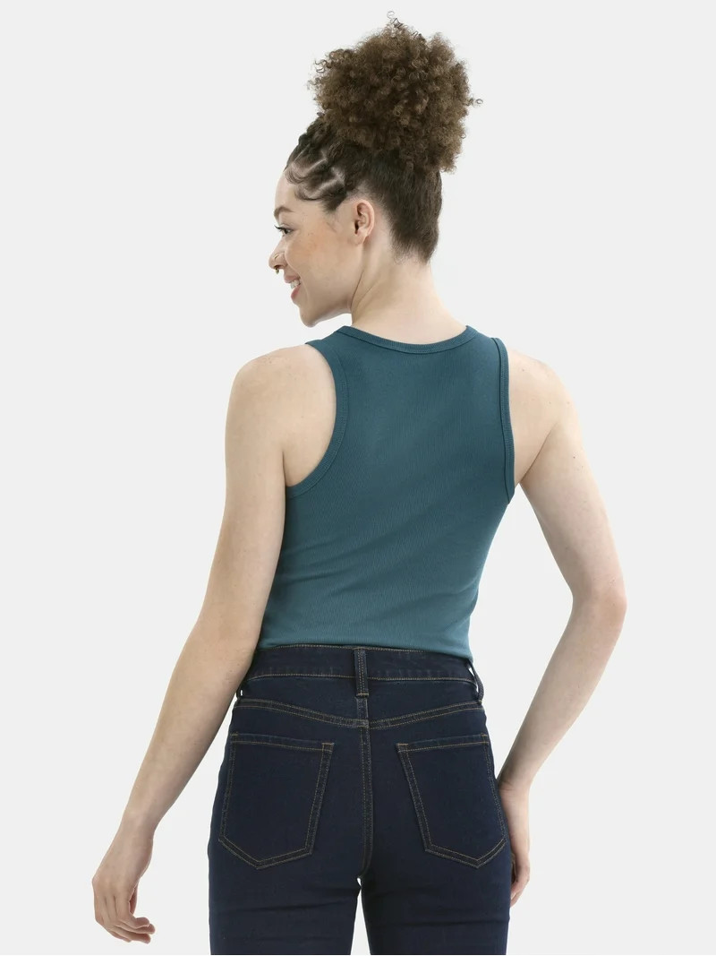 No Boundaries Ribbed High Neck Tank Top, Women's - Walmart.com | Walmart (US)