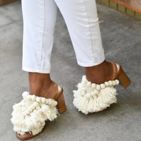 Zara Pom Pom Open Toe Mules Size 35 NWOT | Poshmark