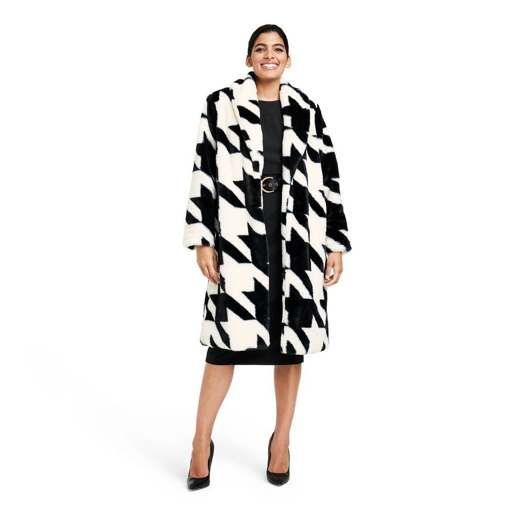 Women's Houndstooth Faux Fur Coat - Sergio Hudson x Target Black/White L | Target